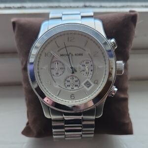 Michael Kors Womens Silver Stainless Steel Chronograph Watch